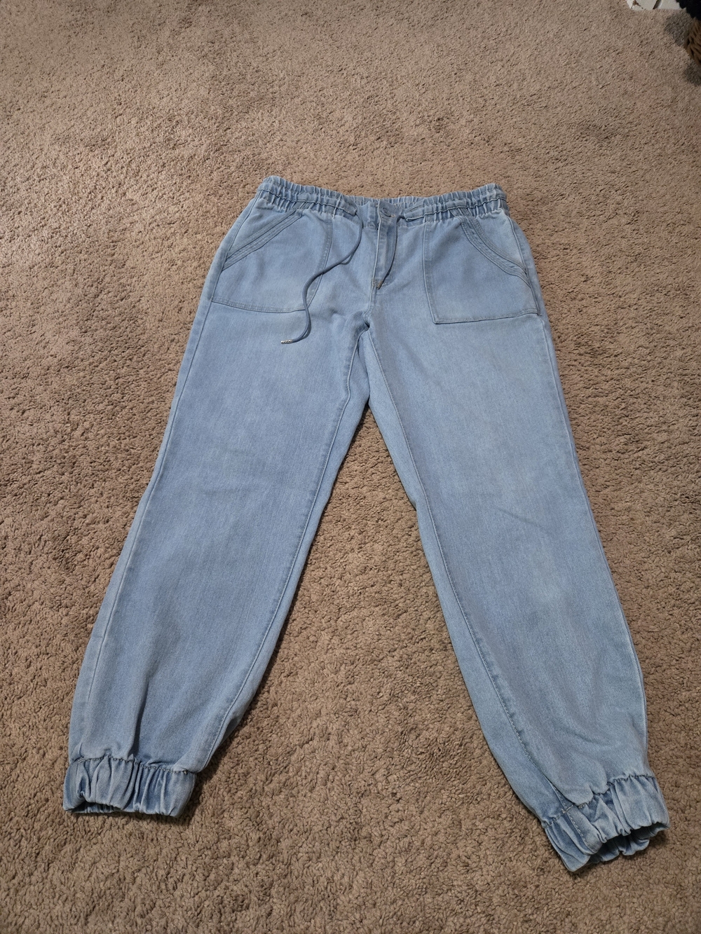 No Boundaries Light Blue Elastic Waist Denim Jogger Jeans